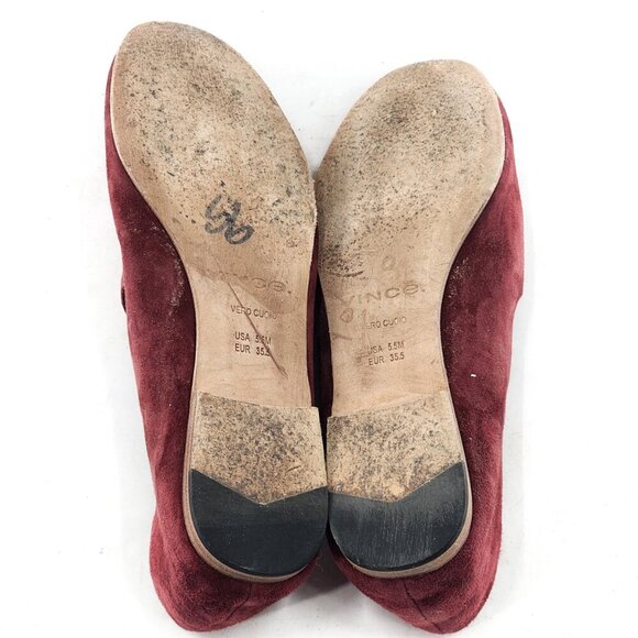 VINCE Very Soft Suede Slip On Loafers Shoes Burgundy - Picture 7 of 7
